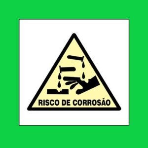 Placa de sinalização A4 risco de corrosão 20 x 20