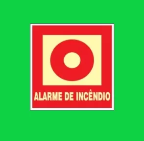 Placa de Sinalização E2 alarme de incêndio 20 x 20 REF - 1121