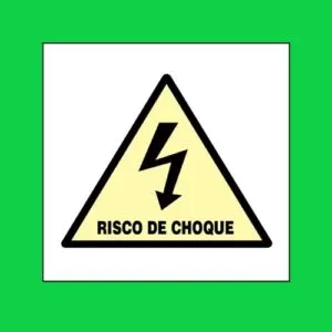Placa de sinalização A5 risco de choque 20 x 20 REF - 1291